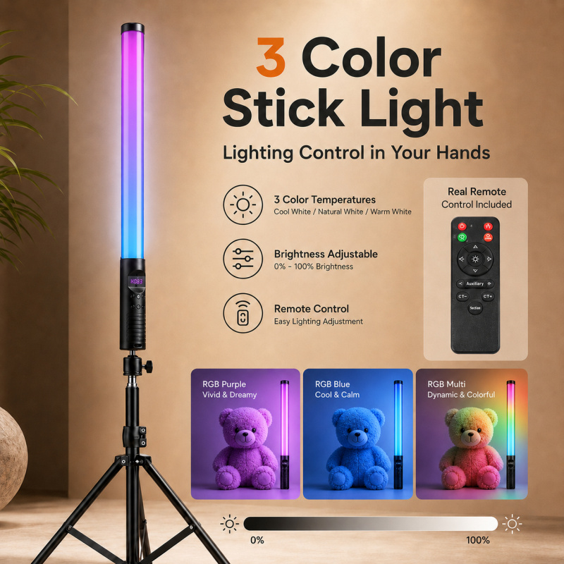 Photography Lighting Description - Tongkat Lampu Video RGB Genggam, Lampu